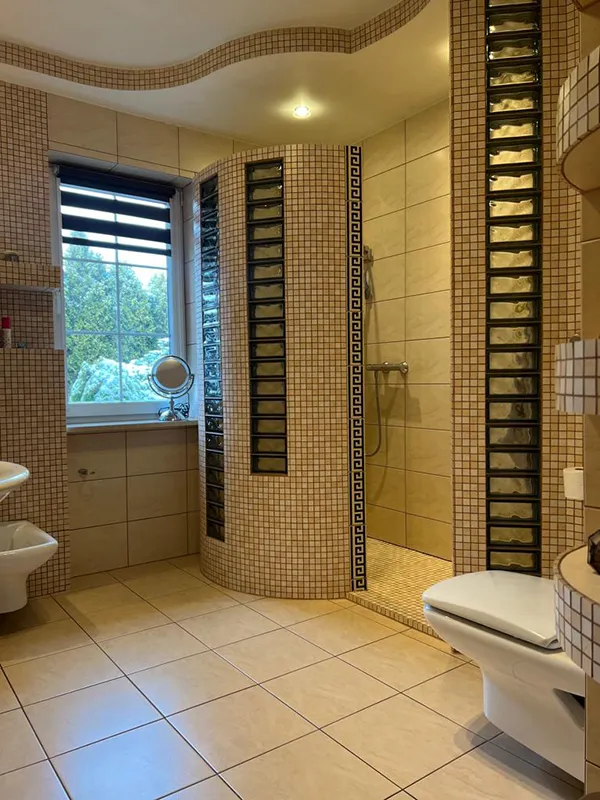 Bathroom with shower - Building bathroom with shower, mosaic, tiles
